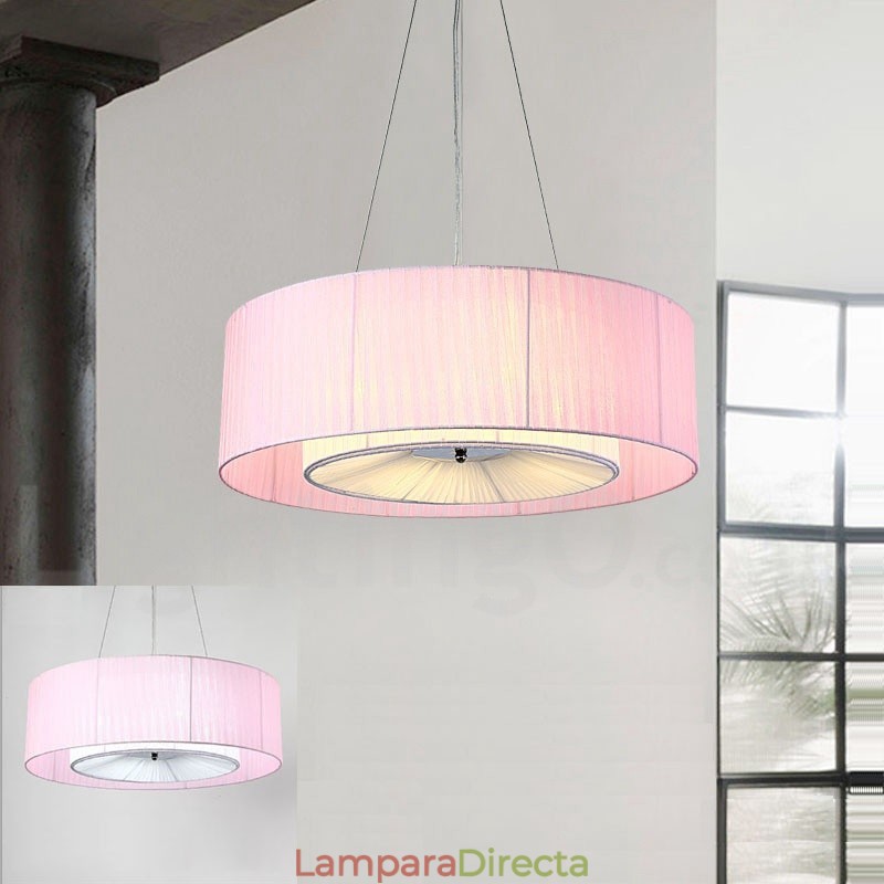 Lámpara colgante moderna Drum de 4 luces con pantalla de tela