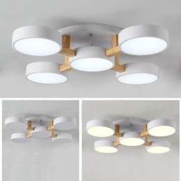 Lámpara de techo empotrada de estilo nórdico moderno y contemporáneo de madera con pantalla acrílica
