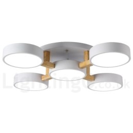Lámpara de techo empotrada de estilo nórdico moderno y contemporáneo de madera con pantalla acrílica