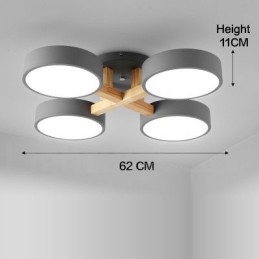 Lámpara de techo empotrada de estilo nórdico moderno y contemporáneo de madera con pantalla acrílica