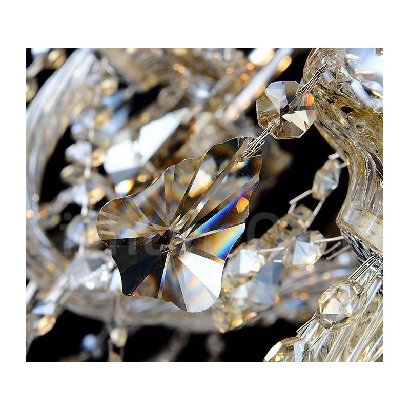 Lámpara de araña moderna de cristal K9 de 6 luces color coñac retro