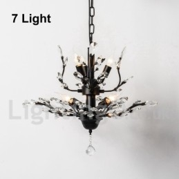 Lámpara de araña de hierro con pintura de cristal y lámpara de iluminación moderna de cristal
