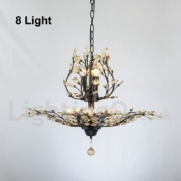 Lámpara de araña de hierro con pintura de cristal y lámpara de iluminación moderna de cristal
