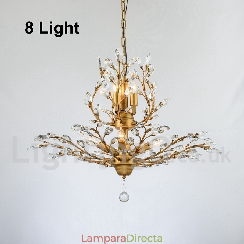 Lámpara de araña de hierro con pintura de cristal y lámpara de iluminación moderna de cristal