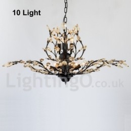 Lámpara de araña de hierro con pintura de cristal y lámpara de iluminación moderna de cristal