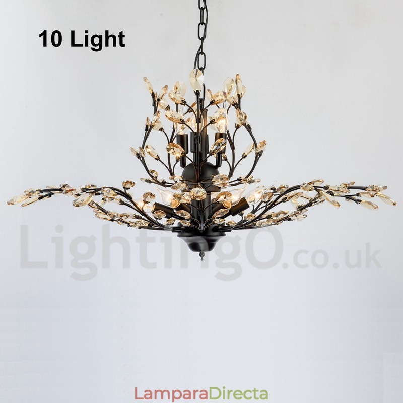 Lámpara de araña de hierro con pintura de cristal y lámpara de iluminación moderna de cristal