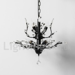 Lámpara de araña de hierro con pintura de cristal y lámpara de iluminación moderna de cristal