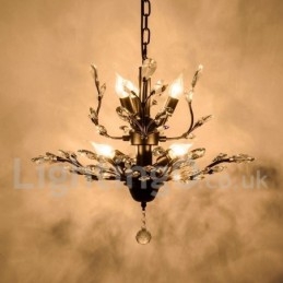Lámpara de araña de hierro con pintura de cristal y lámpara de iluminación moderna de cristal