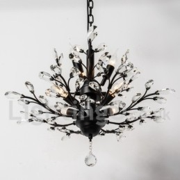 Lámpara de araña de hierro con pintura de cristal y lámpara de iluminación moderna de cristal
