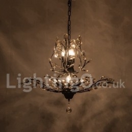 Lámpara de araña de hierro con pintura de cristal y lámpara de iluminación moderna de cristal