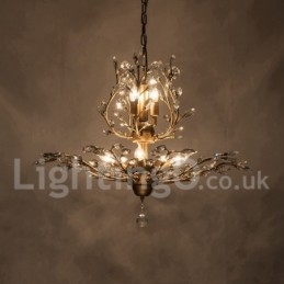 Lámpara de araña de hierro con pintura de cristal y lámpara de iluminación moderna de cristal