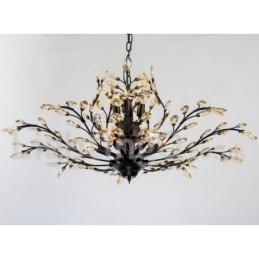 Lámpara de araña de hierro con pintura de cristal y lámpara de iluminación moderna de cristal