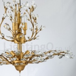 Lámpara de araña de hierro con pintura de cristal y lámpara de iluminación moderna de cristal