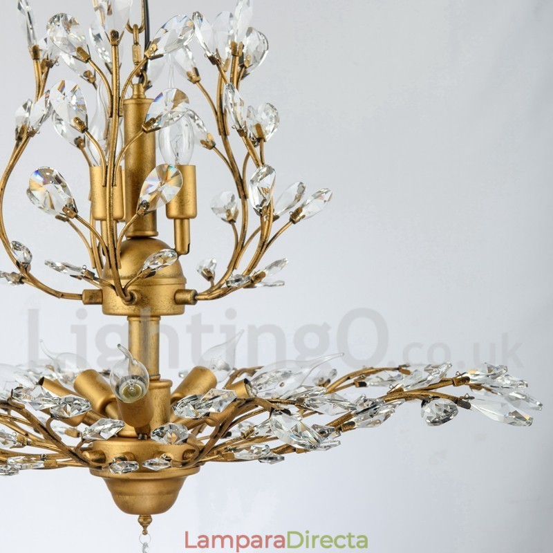 Lámpara de araña de hierro con pintura de cristal y lámpara de iluminación moderna de cristal