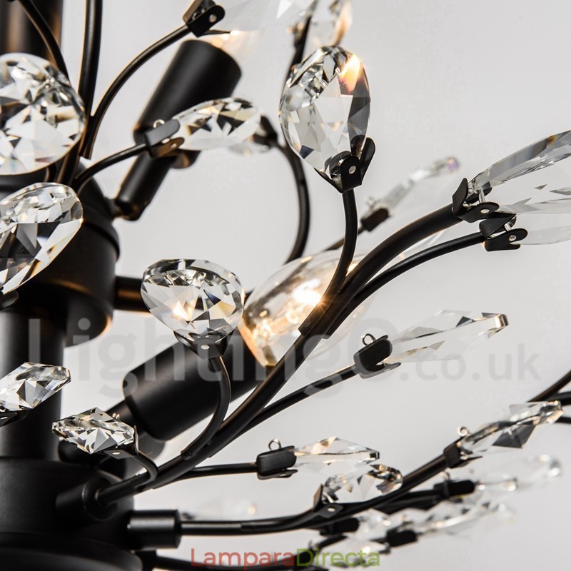 Lámpara de araña de hierro con pintura de cristal y lámpara de iluminación moderna de cristal