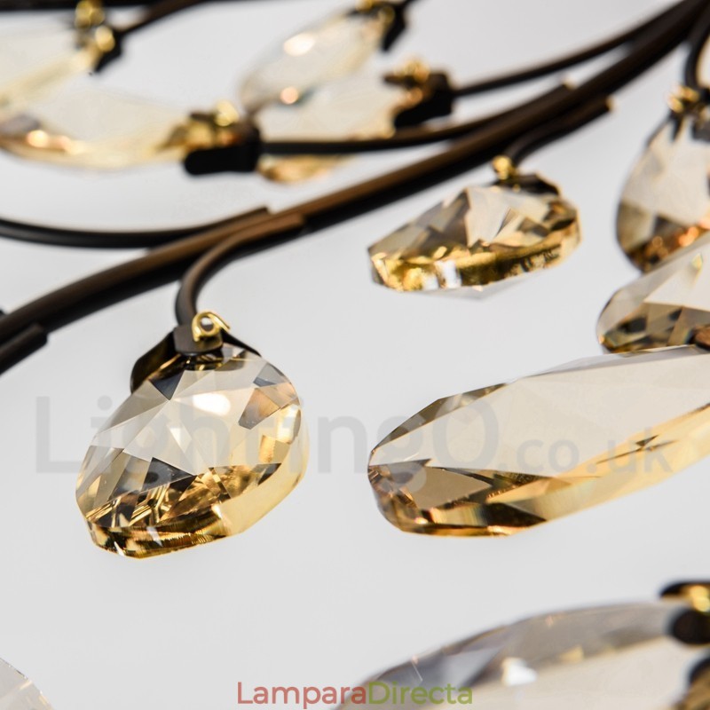 Lámpara de araña de hierro con pintura de cristal y lámpara de iluminación moderna de cristal