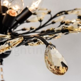 Lámpara de araña de hierro con pintura de cristal y lámpara de iluminación moderna de cristal