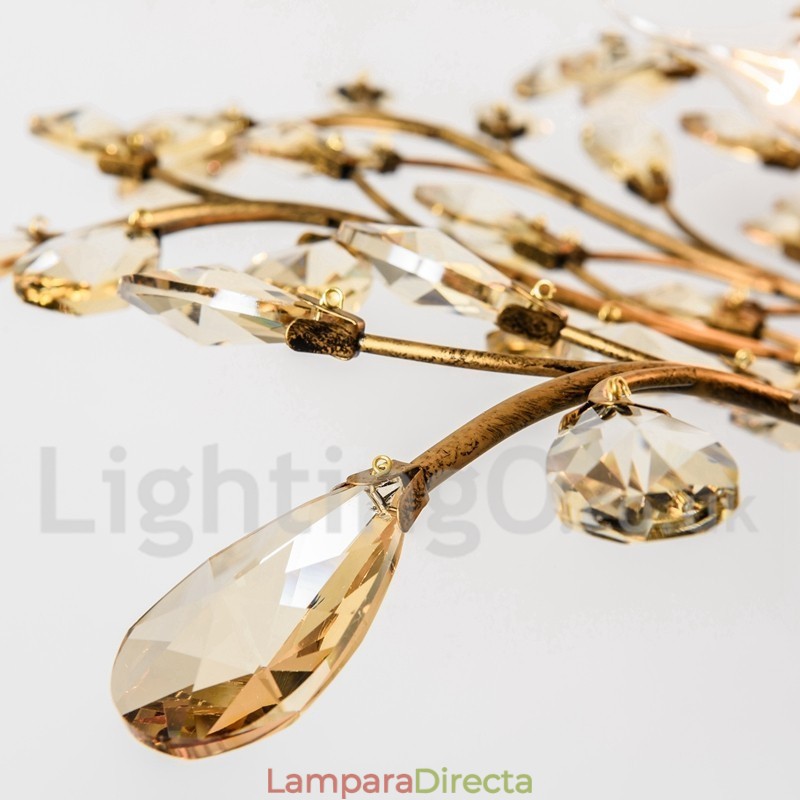 Lámpara de araña de hierro con pintura de cristal y lámpara de iluminación moderna de cristal