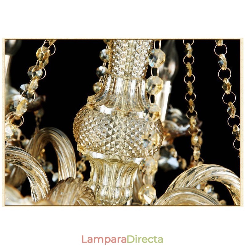 Lámpara de araña moderna y lujosa de cristal K9 color coñac retro de 3 niveles, extragrande
