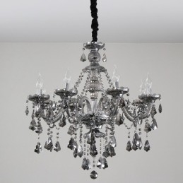 Lámpara de araña de cristal K9 de 8 luces, color gris retro