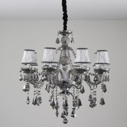 Lámpara de araña de cristal K9 de 8 luces, color gris retro