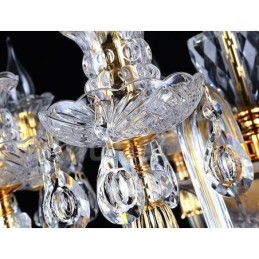Lámpara de araña de cristal transparente K9 de color dorado retro