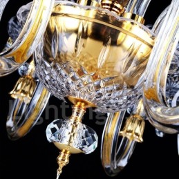 Lámpara de araña de cristal transparente K9 de color dorado retro