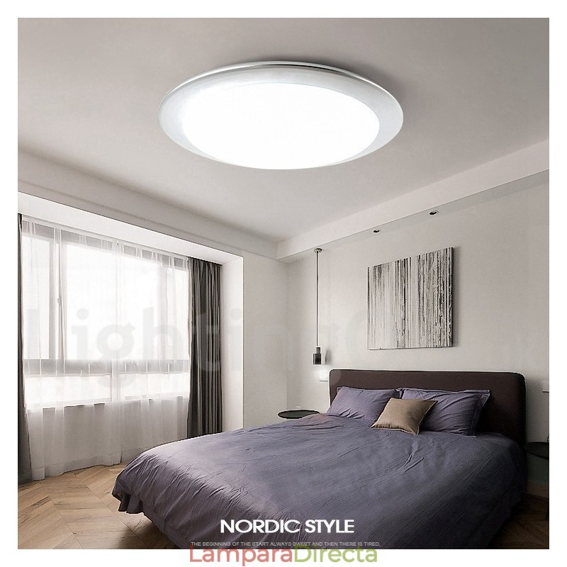 Lámpara de techo empotrada de estilo nórdico contemporáneo, moderna, regulable, superfina y de 4 cm de grosor, con pantalla acrílica y control remoto. También se puede usar como luz de pared.