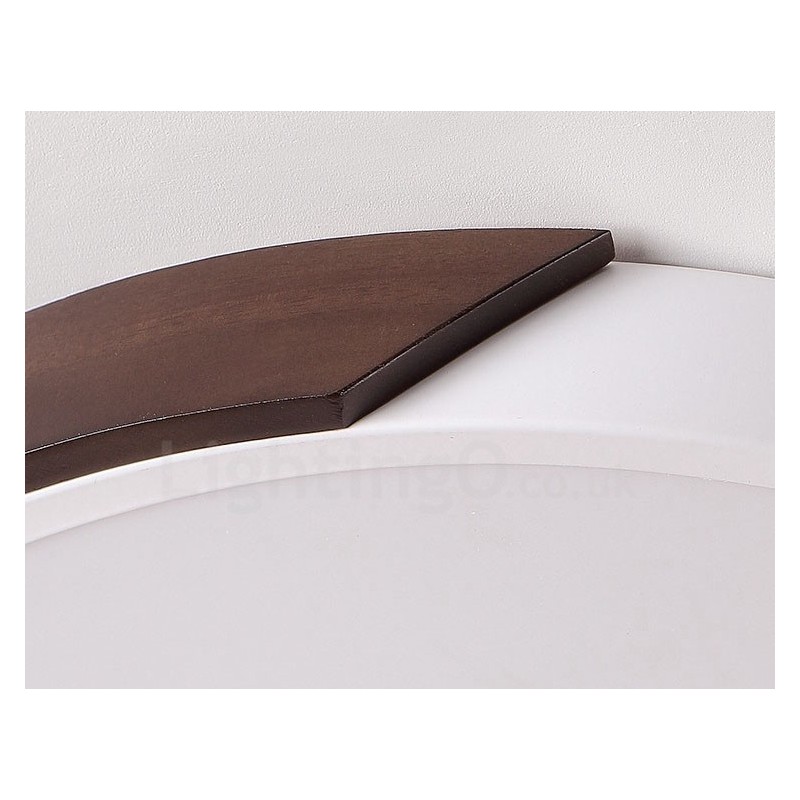 Lámpara de techo empotrada redonda ultrafina de madera color nogal retro, regulable y con pantalla acrílica. También se puede usar como aplique de pared.