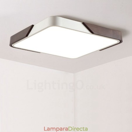 Lámpara de techo empotrada cuadrada ultrafina de madera color nogal retro, regulable, con pantalla acrílica. También se puede usar como aplique de pared. Lámpara de techo empotrada cuadrada ultrafina de madera color nogal retro, regulable, con pantalla acrílica. También se puede usar como aplique de pared.
