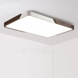 Lámpara de techo empotrada rectangular ultrafina de madera color nogal retro, regulable, con pantalla acrílica. También se puede usar como aplique de pared.