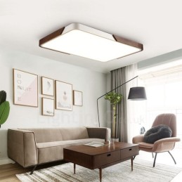 Lámpara de techo empotrada rectangular ultrafina de madera color nogal retro, regulable, con pantalla acrílica. También se puede usar como aplique de pared.