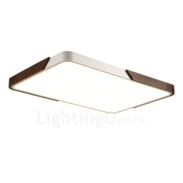 Lámpara de techo empotrada rectangular ultrafina de madera color nogal retro, regulable, con pantalla acrílica. También se puede usar como aplique de pared.