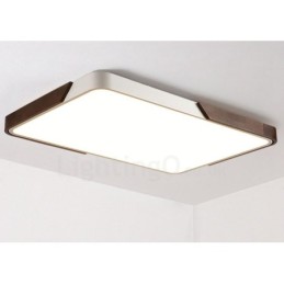 Lámpara de techo empotrada rectangular ultrafina de madera color nogal retro, regulable, con pantalla acrílica. También se puede usar como aplique de pared.