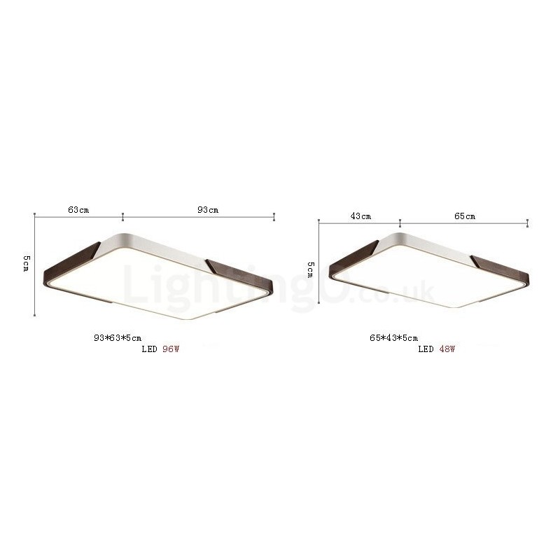 Lámpara de techo empotrada rectangular ultrafina de madera color nogal retro, regulable, con pantalla acrílica. También se puede usar como aplique de pared.