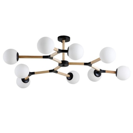 Lámpara de araña nórdica moderna de madera con diseño de frijol mágico y moléculas de madera con pantallas de vidrio. Lámpara de araña nórdica moderna de madera con diseño de frijol mágico y moléculas de madera con pantallas de vidrio.