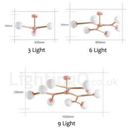 Lámpara de araña nórdica moderna de madera con diseño de frijol mágico y moléculas de madera con pantallas de vidrio.