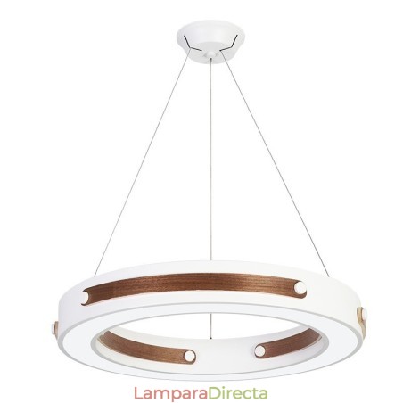 Lámpara colgante moderna contemporánea con forma de anillo en varios colores de madera y pantalla acrílica Lámpara colgante moderna contemporánea con forma de anillo en varios colores de madera y pantalla acrílica