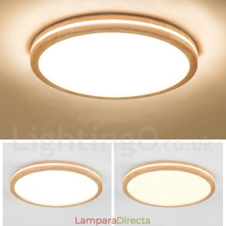 Lámpara de techo de madera redonda regulable con lente, moderna, contemporánea, de estilo nórdico, empotrada, con pantalla acrílica y control remoto. También se puede usar como luz de pared. Lámpara de techo de madera redonda regulable con lente, moderna, contemporánea, de estilo nórdico, empotrada, con pantalla acrílica y control remoto. También se puede usar como luz de pared.
