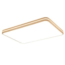 Lámpara de techo de madera rectangular regulable con lente, moderna, contemporánea, de estilo nórdico, empotrada, con pantalla acrílica y control remoto. También se puede usar como luz de pared.