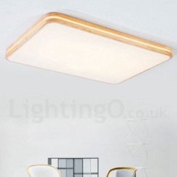 Lámpara de techo de madera rectangular regulable con lente, moderna, contemporánea, de estilo nórdico, empotrada, con pantalla acrílica y control remoto. También se puede usar como luz de pared.