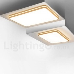 Lámpara de techo de madera rectangular regulable con lente, moderna, contemporánea, de estilo nórdico, empotrada, con pantalla acrílica y control remoto. También se puede usar como luz de pared.