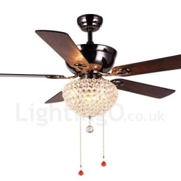 Ventilador de techo estilo americano de madera, retro, con control remoto, pantalla de cristal, motor silencioso de cobre puro, 132 cm (52")