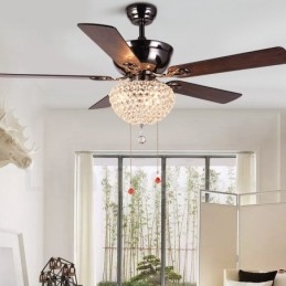 Ventilador de techo estilo americano de madera, retro, con control remoto, pantalla de cristal, motor silencioso de cobre puro, 132 cm (52")