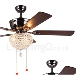Ventilador de techo estilo americano de madera, retro, con control remoto, pantalla de cristal, motor silencioso de cobre puro, 132 cm (52")