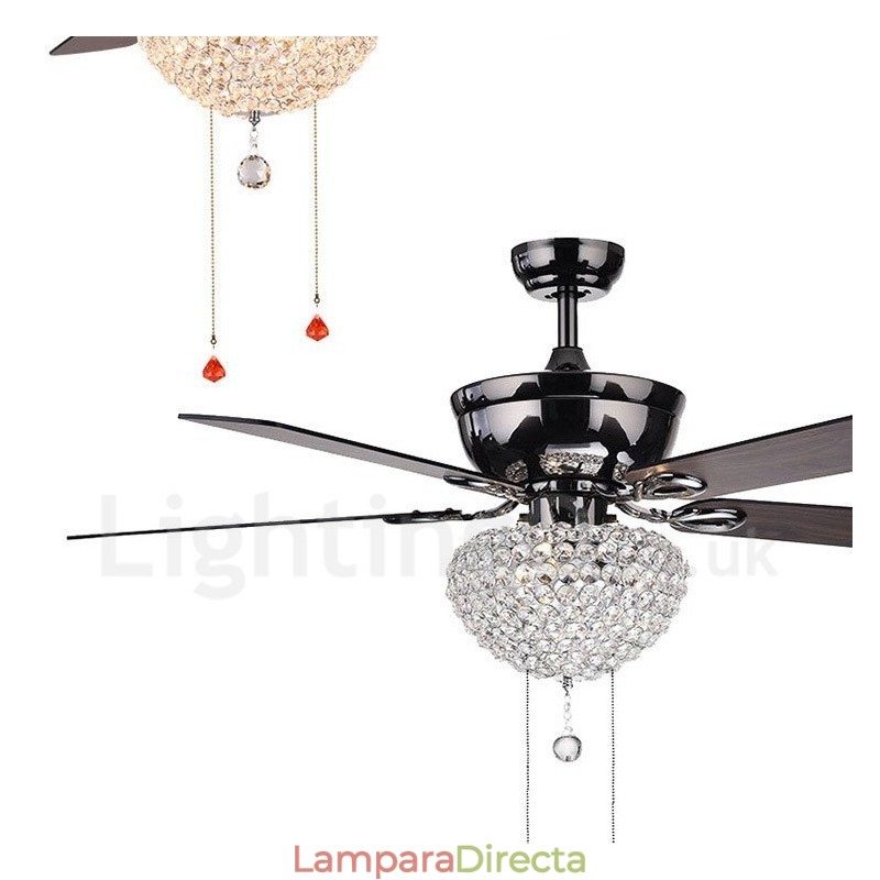 Ventilador de techo estilo americano de madera, retro, con control remoto, pantalla de cristal, motor silencioso de cobre puro, 132 cm (52")