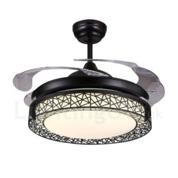 Ventilador de techo hueco, moderno y contemporáneo, con control remoto, pantalla acrílica, motor silencioso de cobre puro, 108 cm (42") x 91 cm (36")