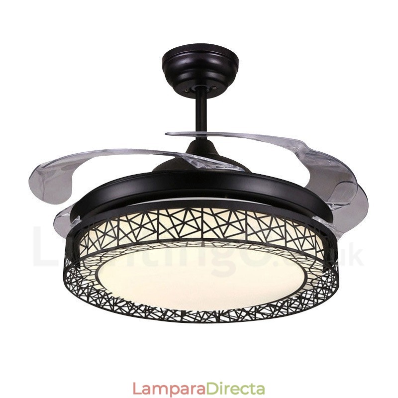 Ventilador de techo hueco, moderno y contemporáneo, con control remoto, pantalla acrílica, motor silencioso de cobre puro, 108 cm (42") x 91 cm (36")