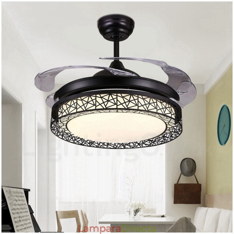 Ventilador de techo hueco, moderno y contemporáneo, con control remoto, pantalla acrílica, motor silencioso de cobre puro, 108 cm (42") x 91 cm (36")