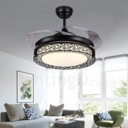 Ventilador de techo hueco, moderno y contemporáneo, con control remoto, pantalla acrílica, motor silencioso de cobre puro, 108 cm (42") x 91 cm (36")